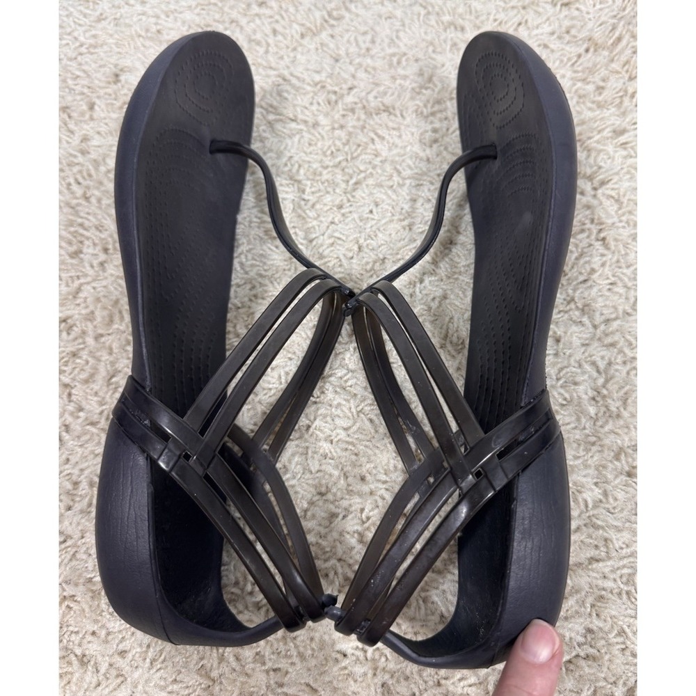 Crocs Isabella T-Strap Gray Waterproof Comfort Jelly Sandal Women's 9 Beach - Picture 10 of 12